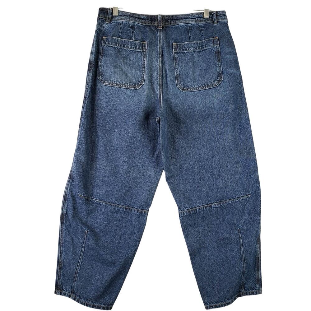 Loft The Barrel Jeans Dark Wash Size 10 / 30 High Rise Denim Lightweight - Picture 4 of 9